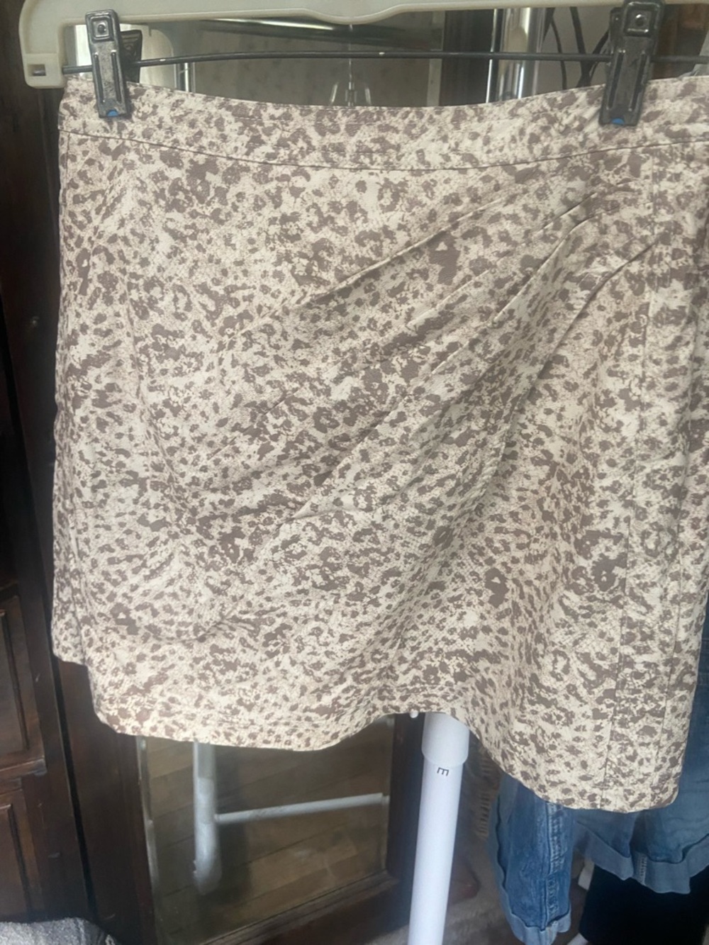 Free People Beige and Brown Mini Skirt - Printed A-Line